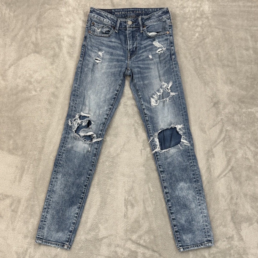 American Eagle Jeans Mens 28x32 Next Level AirFlex Distressed Blue Acid Grunge